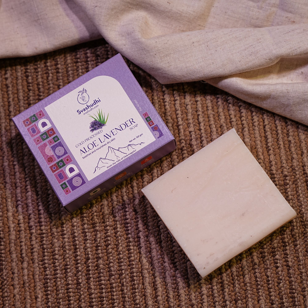 Cold processed Aloe Lavender Soap | Nourishing and Moisturising for All Skin Types | Suitable for Infants | 150 gms